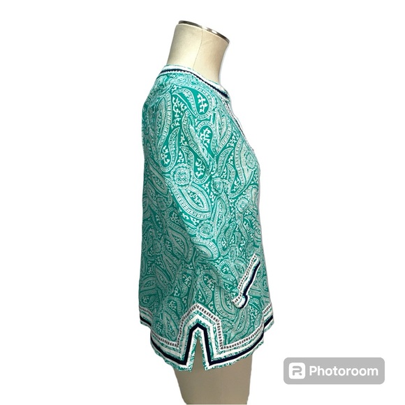 Talbots Paisley Print Cotton Embroidered Tunic Blouse Top Women's Size MP - Picture 2 of 10